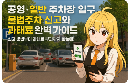 공영주차장 및 일반 주차장 입구 불법주차 신고방법과 과태료는 얼마?(2025)